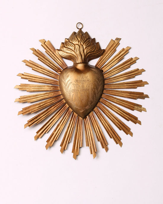 Golden Sunburst Heart Ex Voto