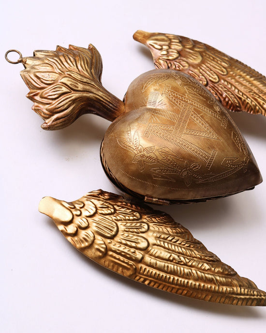 Golden Winged Heart Locket