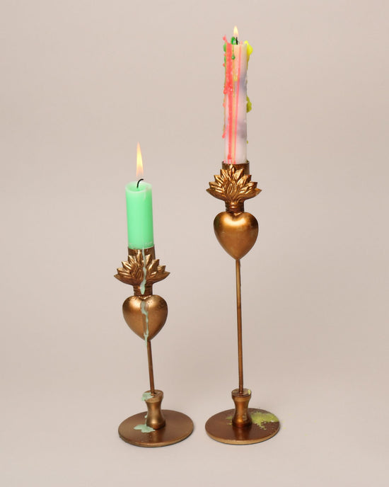 Flaming Heart Candlesticks, Set of 2