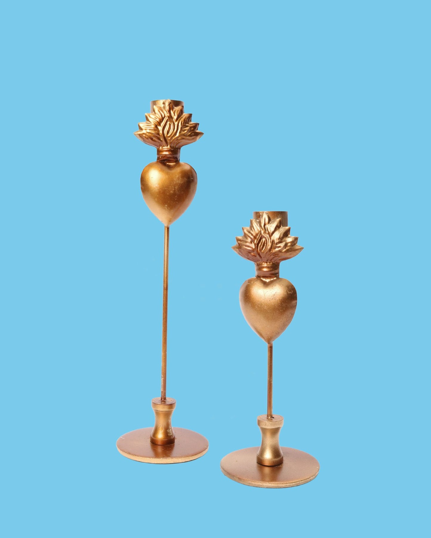 Flaming Heart Candlesticks, Set of 2