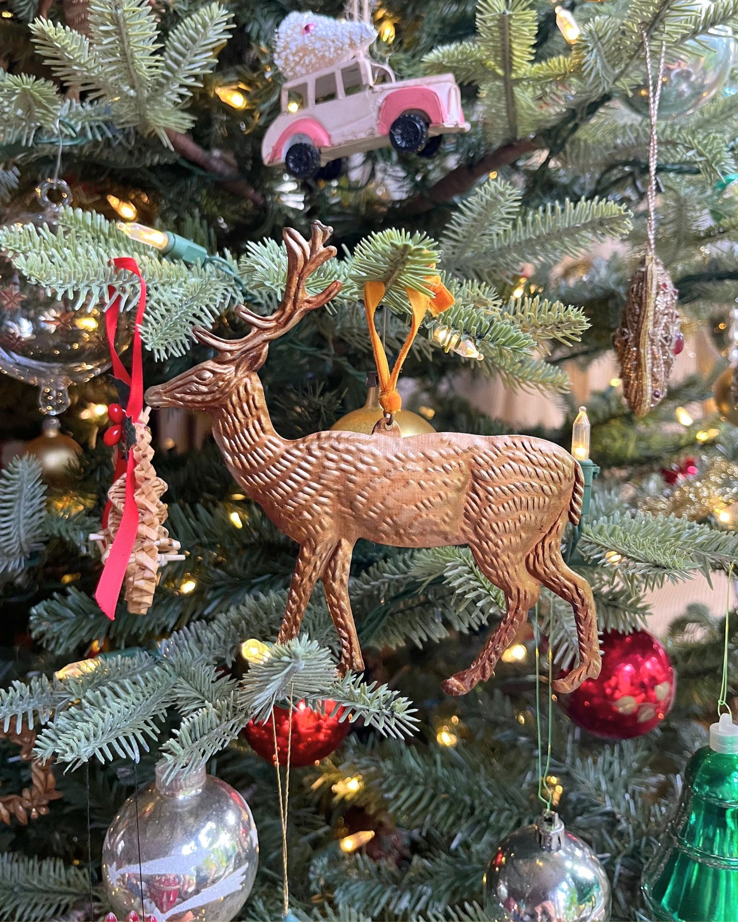 Gold Pressed Deer Decoration