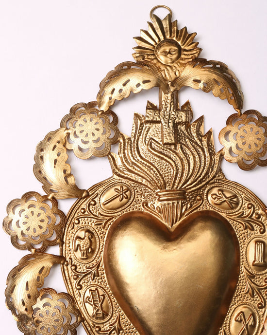 Golden Filigree heart cherub hanging decoration