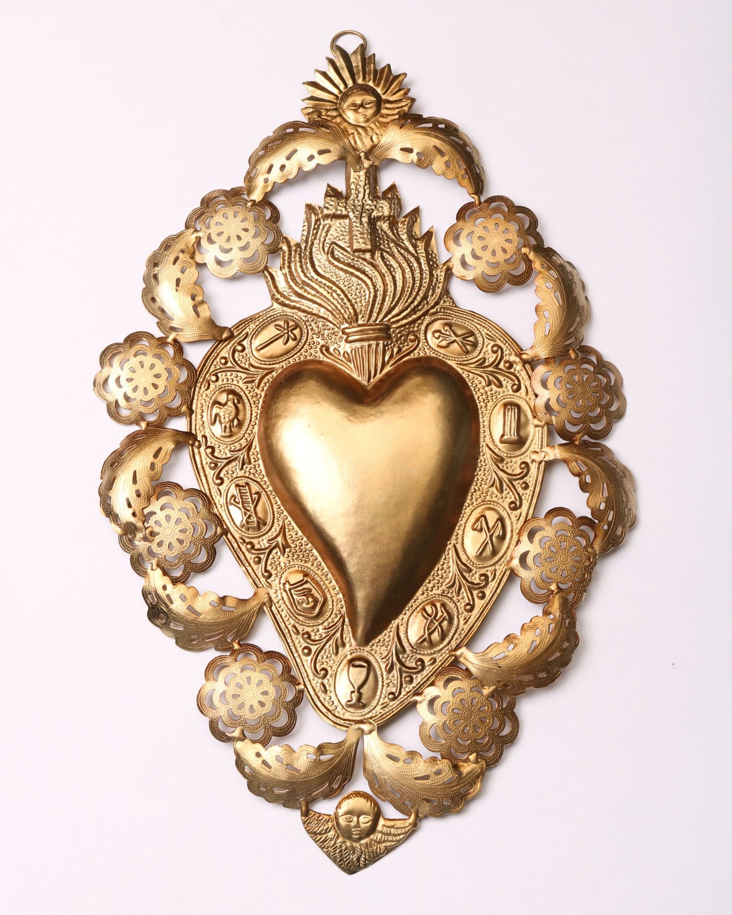 Golden Filigree heart cherub hanging decoration