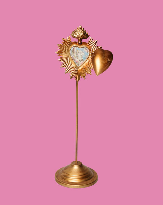 Flaming Heart locket picture frame with Stand