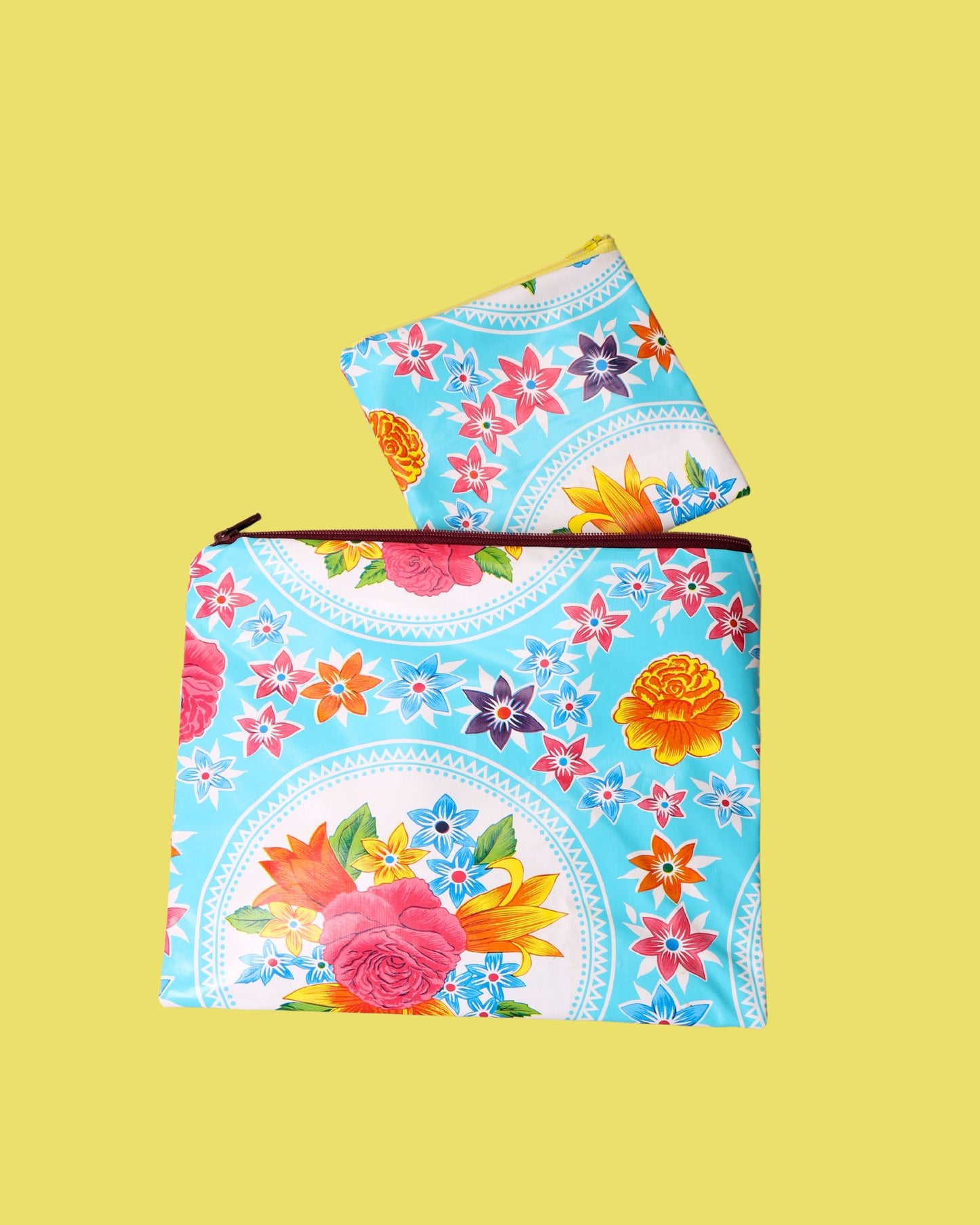 Set Of 2 Floral Mexican Oilcloth Purses