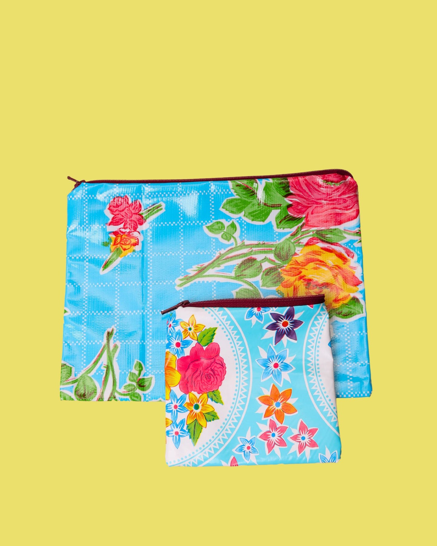 Set Of 2 Floral Mexican Oilcloth Purses