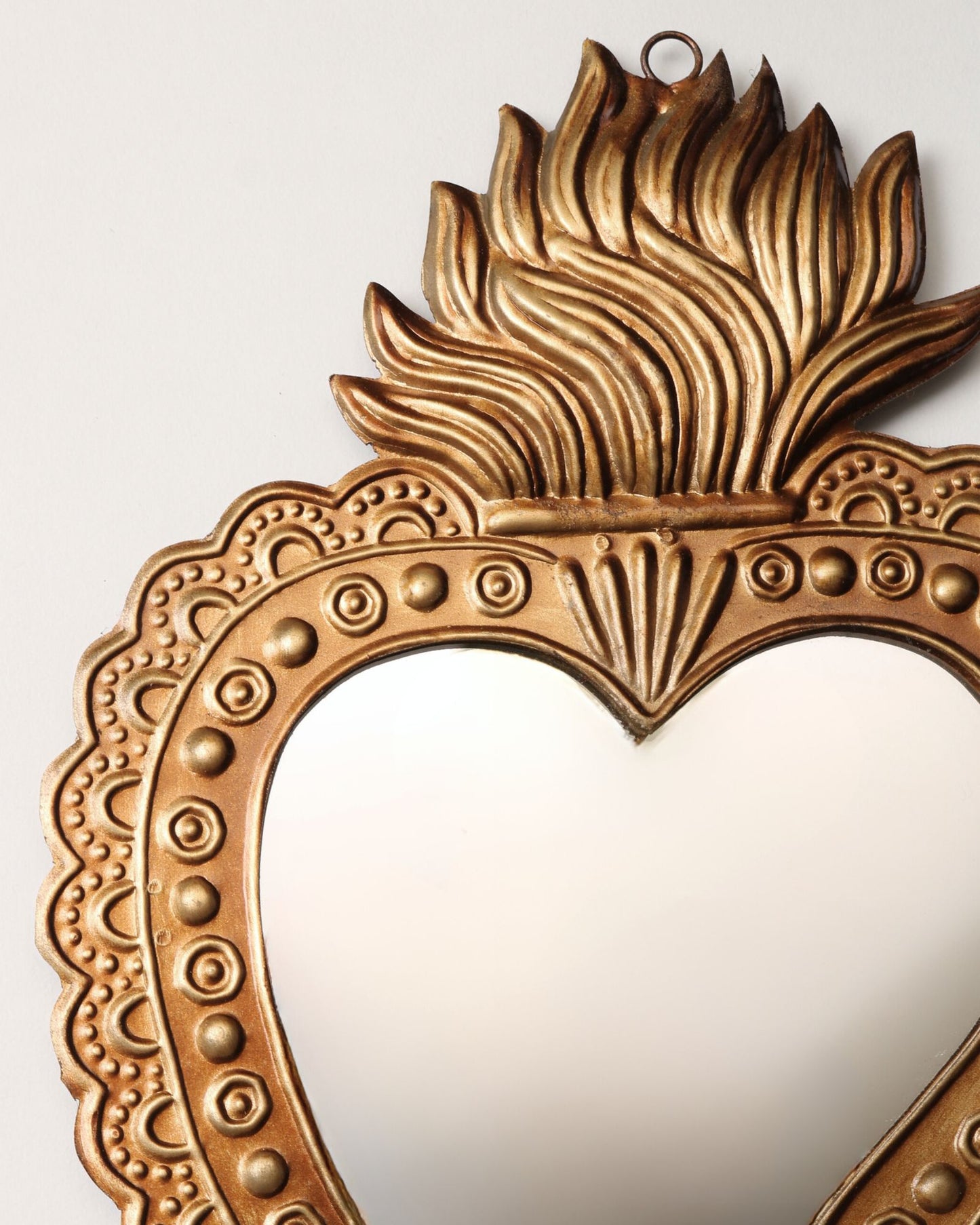 Golden Scallop Flaming Heart Mirror