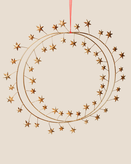 Large Golden Star hoop wreath decoration